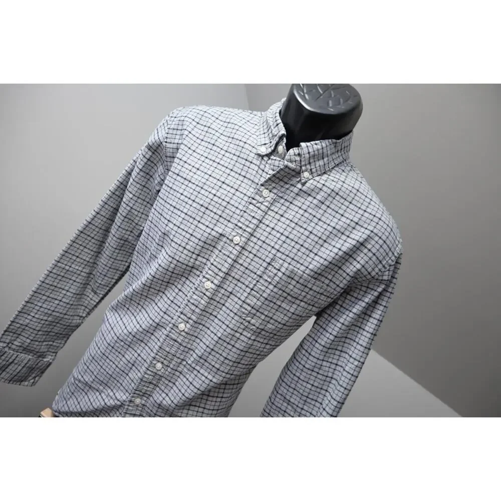 J Crew Slim Fit Dress Shirt Plaid Casual Button Up‎ Front Pocket Mens Sz Large